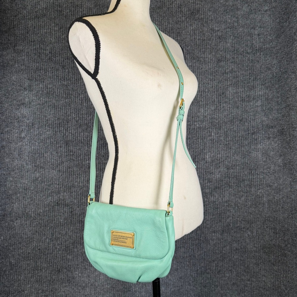 Marc by Marc Jacobs Pebbled Leather Flap Crossbody Mint Blue Aqua Teal Pastel